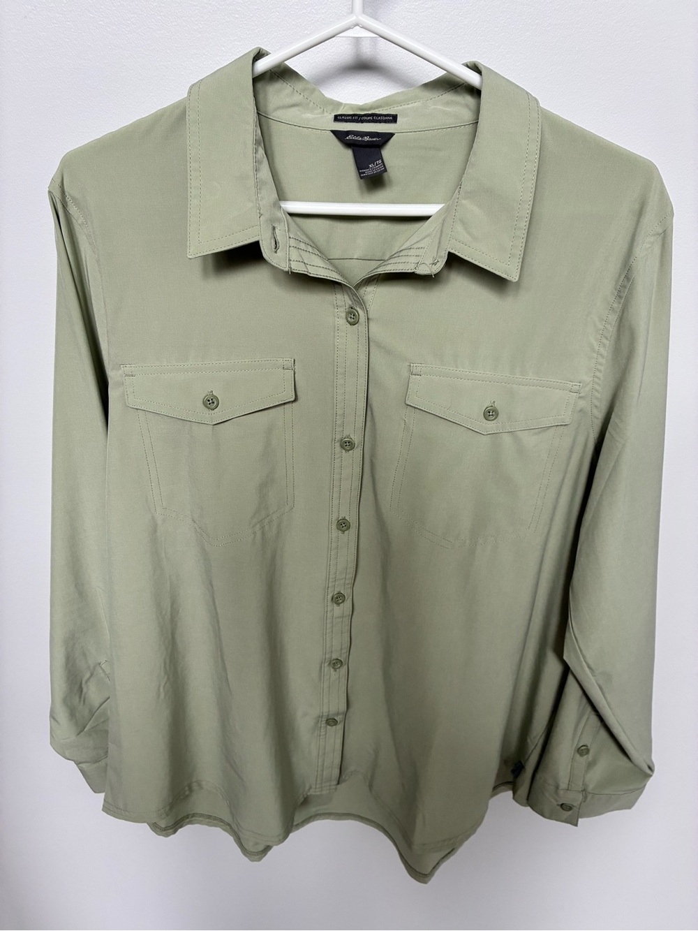 Eddie Bauer Light Sage Classic Fit Button-Up Shirt